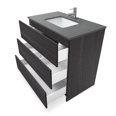 Mueble de baño moderno Element de 36″ con encimera de cuarzo y lavabo bajo encimera -