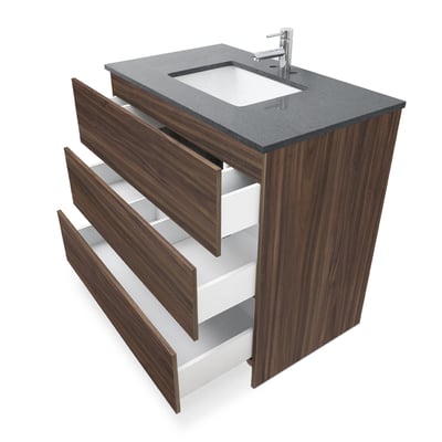 Mueble de baño moderno Element de 36″ con encimera de cuarzo y lavabo bajo encimera -