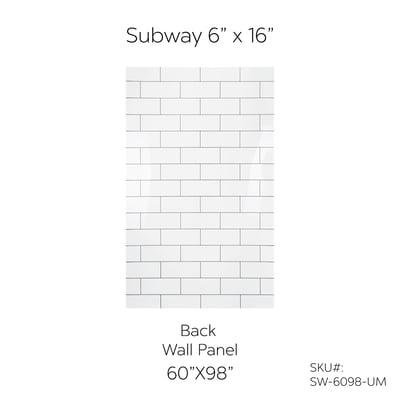 Ella's Bubbles Subway 6x16 white acrylic back wall panel 60x98 inches with CNC engraved tile pattern