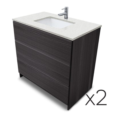 Combinación de lavabo moderno Element de pie de 92" y 102" con encimera de cuarzo -