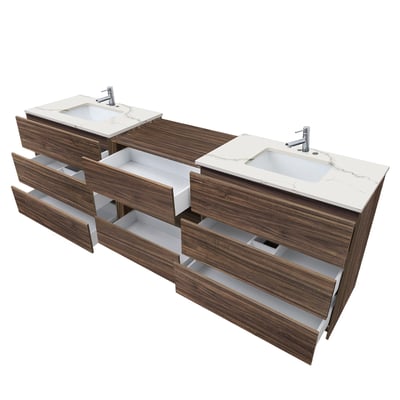 Combinación de lavabo moderno Element de pie de 92" y 102" con encimera de cuarzo -