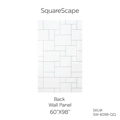 SquareScape CNC engraved acrylic back wall panel 60x98 inches with geometric mixed square tile pattern