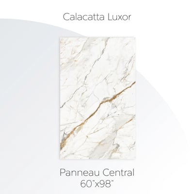 Panneau central de paroi de douche Calacatta Luxor en marbre blanc avec veines dorées et grises - 152x249 cm