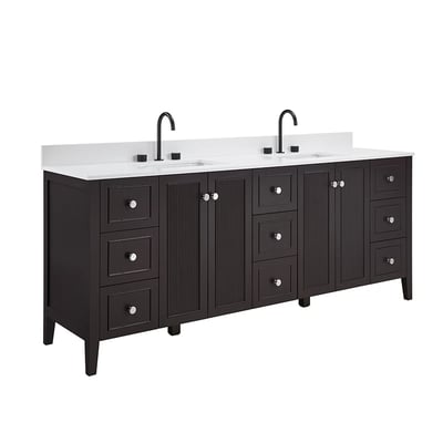 Meuble-lavabo moderne Lille avec plan en quartz blanc massif -