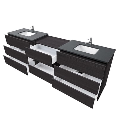 Combinación de lavabo moderno Element de pie de 92" y 102" con encimera de cuarzo -