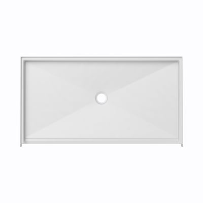 Base de ducha accesible para silla de ruedas Ella de acrílico blanco 60x36 con desagüe central y entrada sin barrera