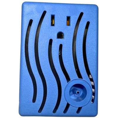Pompe à jets d'air pour baignoire à porte bleue avec aérations à motif ondulé, prise électrique standard et bouton de réglage
