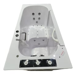 Bañera Transfer60 accesible en silla de ruedas, 76 x 152 cm, tecnología de doble desagüe, puerta y desagüe en el lado izquierdo Número de serie 0382310 - |