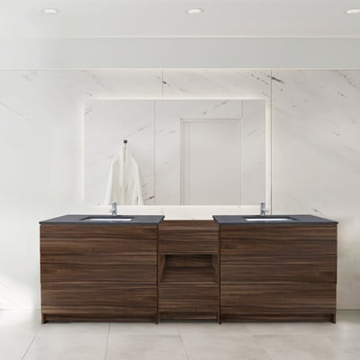 Combinación de lavabo moderno Element de pie de 92" y 102" con encimera de cuarzo -