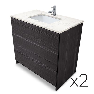Combinación de lavabo moderno Element de pie de 92" y 102" con encimera de cuarzo -