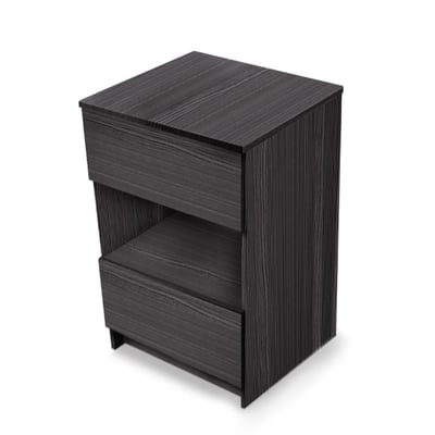 Mueble de suelo Ella Element Modula en acabado madera ébano, con dos cajones y estante central abierto