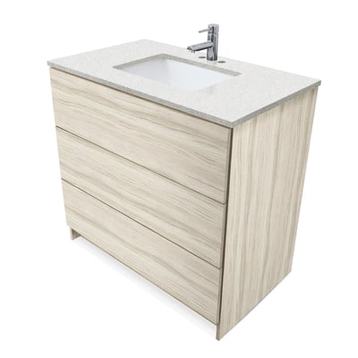 Mueble de baño moderno Element de 36″ con encimera de cuarzo y lavabo bajo encimera -