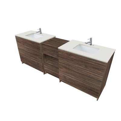 Combinación de lavabo moderno Element de pie de 92" y 102" con encimera de cuarzo -