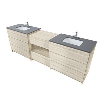 Combinación de lavabo moderno Element de pie de 92" y 102" con encimera de cuarzo -