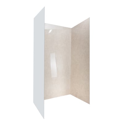 Kit de revestimiento de pared de ducha acrílica en arenisca de tres paneles con acabado brillante efecto piedra para cabinas de ducha accesibles a ras de suelo
