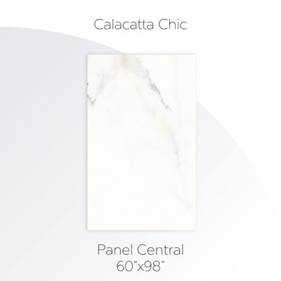 Panel central de pared de ducha Calacatta Chic de 60x98 pulgadas con patrón de vetas de mármol blanco para duchas accesibles