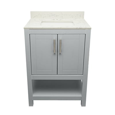Meuble sous-vasque simple Taos avec plan en marbre reconstitué ou en pierre de quartz -