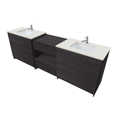 Combinación de lavabo moderno Element de pie de 92" y 102" con encimera de cuarzo -