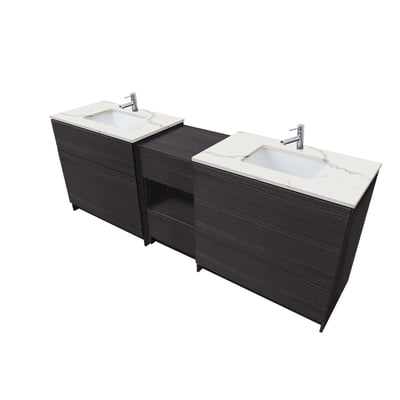 Combinación de lavabo moderno Element de pie de 92" y 102" con encimera de cuarzo -