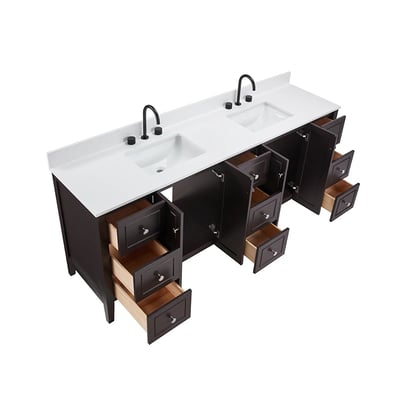 Meuble-lavabo moderne Lille avec plan en quartz blanc massif -