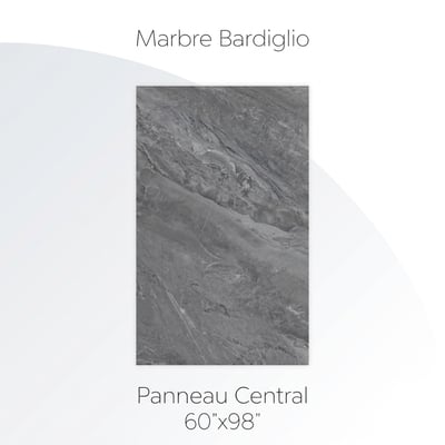 Échantillon de panneau central de paroi de douche Bardiglio Marble gris foncé avec veines blanches, 152x249 cm
