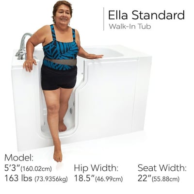 Bañera de hidroterapia con entrada facil de acrílico Ella Standard de 30′′x52” en liquidación, n.o de serie 576, puerta y desagüe | Por: -