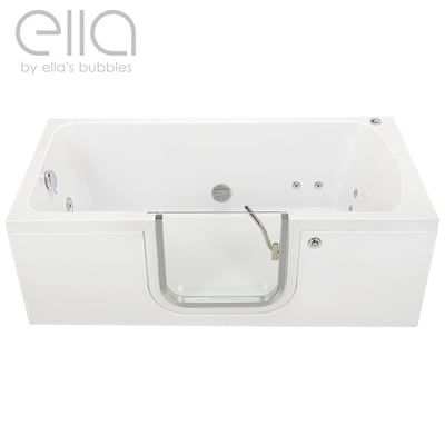 Baignoire à porte allongée Ella's Bubbles avec porte à ouverture intérieure, hydrojets et fond antidérapant – acrylique blanc 30x60 pouces