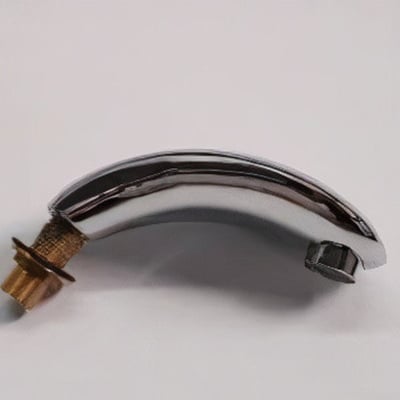 Chrome curved tub spout with brass back nut and rubber washer fitting for walk-in tub installation