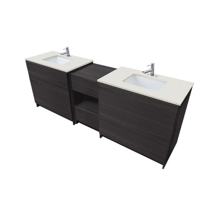 Combinación de lavabo moderno Element de pie de 92" y 102" con encimera de cuarzo -