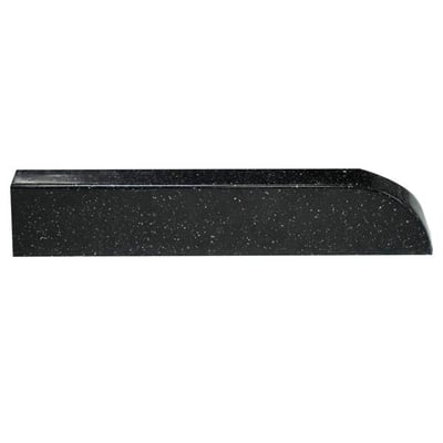 Black cultured marble granite-speckled shower wall trim piece with rounded corner edge in Galaxy Black finish