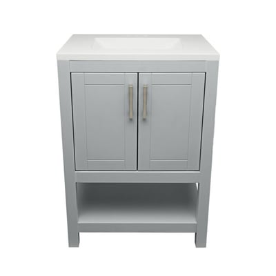Meuble sous-vasque simple Taos avec plan en marbre reconstitué ou en pierre de quartz -
