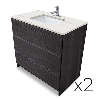 Combinación de lavabo moderno Element de pie de 92" y 102" con encimera de cuarzo -