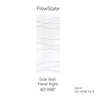 Ella's Bubbles FlowState right side wall panel 40x98 inches with CNC engraved wave pattern in white acrylic