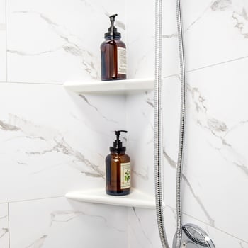 Acrylic Corner Shower Shelf Glossy White