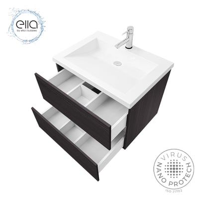 Meuble-lavabo moderne suspendu avec plan vasque en marbre de culture 30″x19″ -