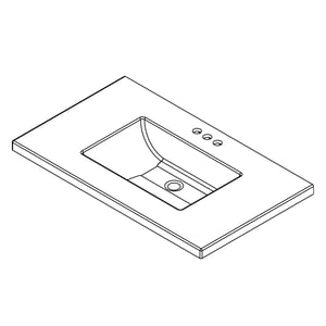 Mueble de baño moderno Element de 36″ con encimera de cuarzo y lavabo bajo encimera -
