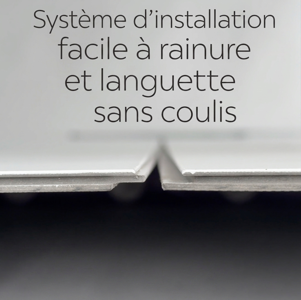 Gros plan sur des panneaux muraux de douche sans joint de coulis, à rainure et languette, avec système d'installation emboîtable facile