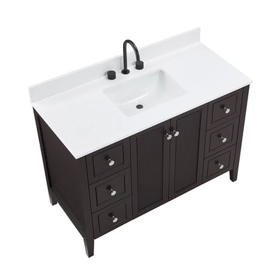 Meuble-lavabo moderne Lille avec plan en quartz blanc massif -