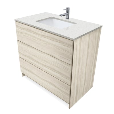 Mueble de baño moderno Element de 36″ con encimera de cuarzo y lavabo bajo encimera -