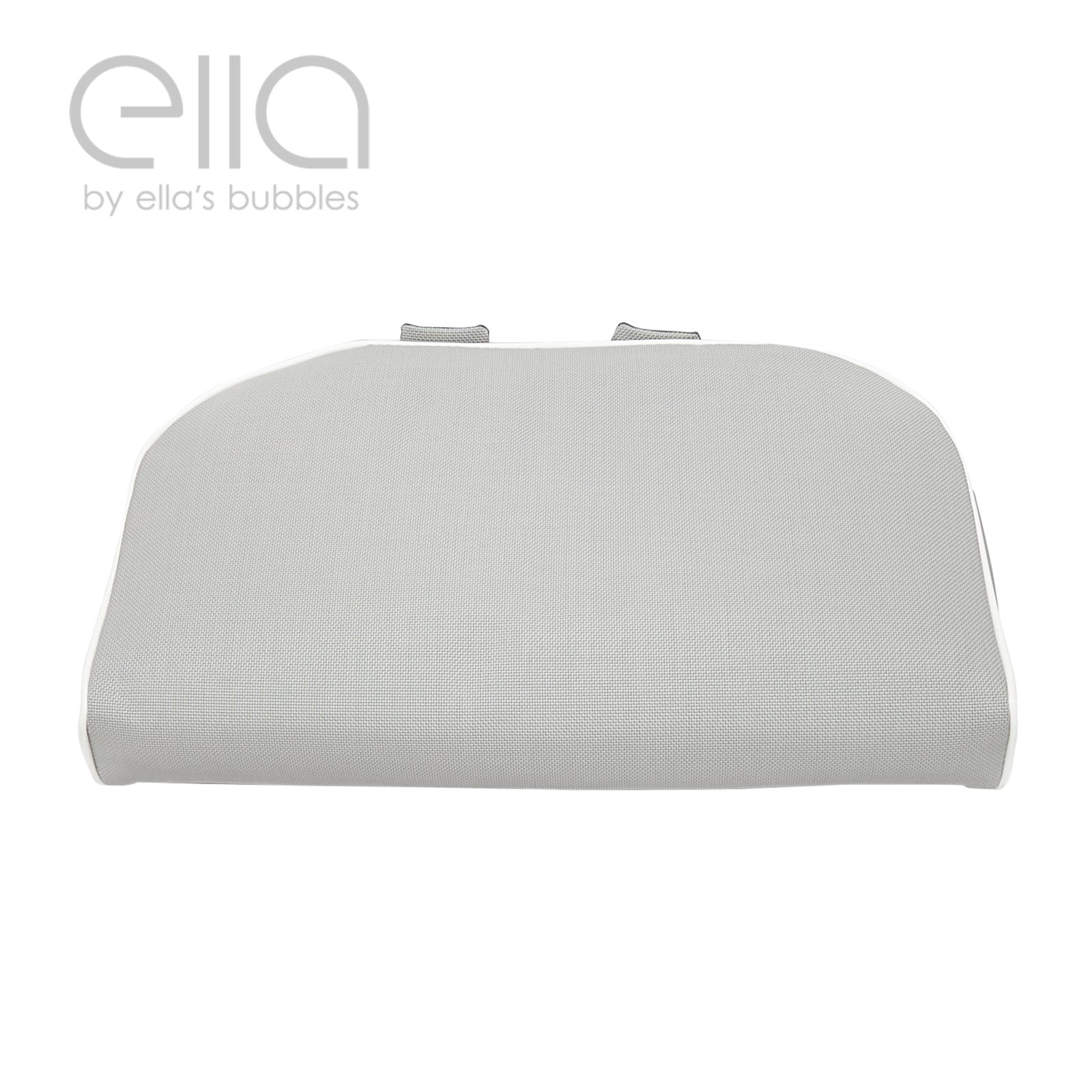 Ella's Bubbles gray padded seat pillow and riser accessory for walk-in tubs with white trim edges