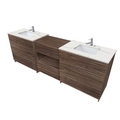 Combinación de lavabo moderno Element de pie de 92" y 102" con encimera de cuarzo -