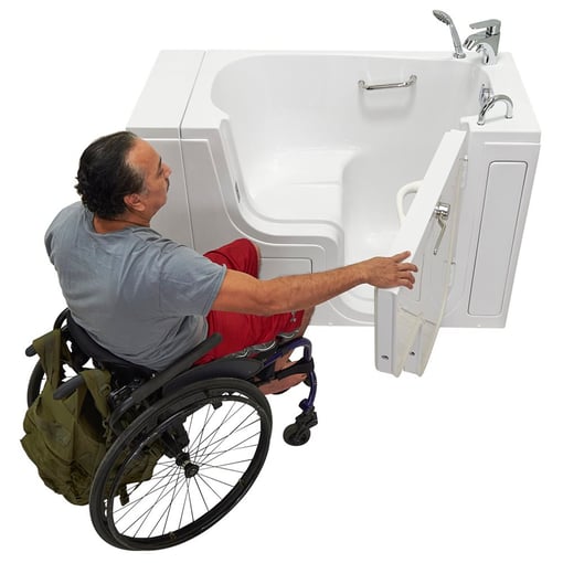 Transfer26 Outward Swing Door Wheelchair Accessible Acrylic Walk In Bathtub 26″w X 52″l 66cm X 132cm 37