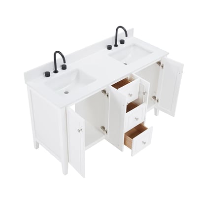 Meuble-lavabo moderne Lille avec plan en quartz blanc massif -