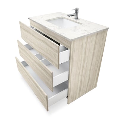 Mueble de baño moderno Element de 36″ con encimera de cuarzo y lavabo bajo encimera -