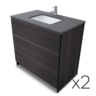 Combinación de lavabo moderno Element de pie de 92" y 102" con encimera de cuarzo -