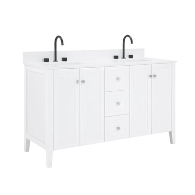 Meuble-lavabo moderne Lille avec plan en quartz blanc massif -