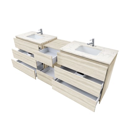 Combinación de lavabo moderno Element de pie de 92" y 102" con encimera de cuarzo -
