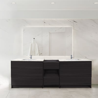 Combinación de lavabo moderno Element de pie de 92" y 102" con encimera de cuarzo -