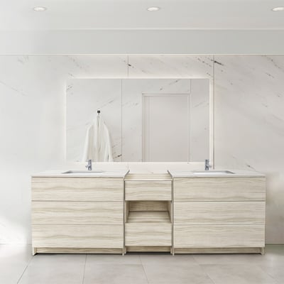 Combinación de lavabo moderno Element de pie de 92" y 102" con encimera de cuarzo -
