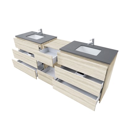 Combinación de lavabo moderno Element de pie de 92" y 102" con encimera de cuarzo -